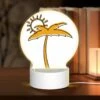 Round Acrylic Night Light, A Sunny Day With A Yellow And Orange Sun And Palm Tree. -Cute Night Light Shop 60a589d443f1cdd6b468207b29c4cada96b2b228