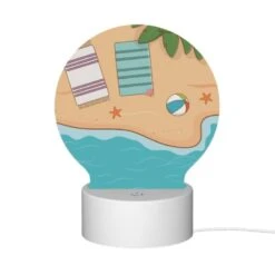 Round Acrylic Night Light, A Beach Scene With A Towel -Cute Night Light Shop 60da429dcc6495ac8cf896938cbb3b57fe1fd64c
