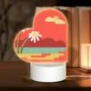 Love Acrylic Night Light, A Red And Yellow Sunset With Two White Flowers. -Cute Night Light Shop 623575bed5ca89500bfd1472080fe3c7e7980c91