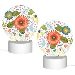 Round Acrylic Night Light, A Colorful Floral Pattern With Birds And Flowers. 3 Round Acrylic Night Light, A Colorful Floral Pattern With Birds And Flowers. -Cute Night Light Shop 6283e79c075008466b6177b8c54476d2896e96e8