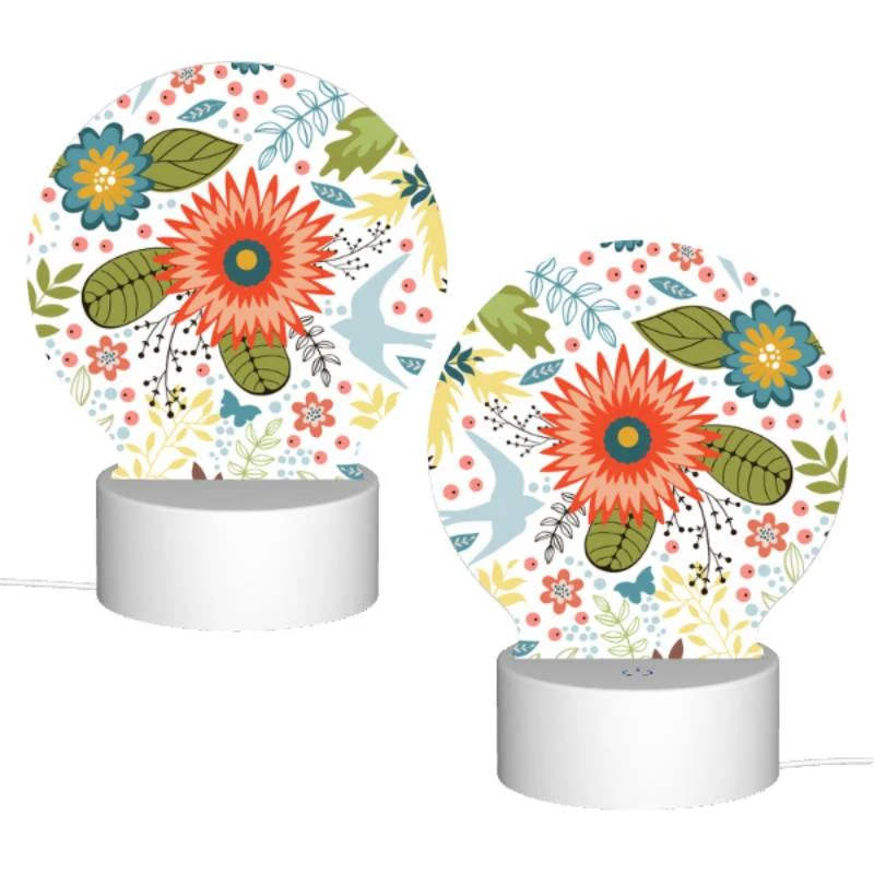 Round Acrylic Night Light, A colorful floral pattern with birds and flowers. Round Acrylic Night Light, A Colorful Floral Pattern With Birds And Flowers. -Cute Night Light Shop 6283e79c075008466b6177b8c54476d2896e96e8