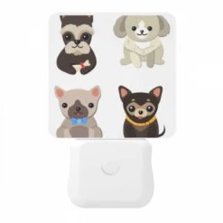 Night Light, Four Different Colored Dogs Are Shown In A Row. -Cute Night Light Shop 62984ef294a4597f3805a1dda3e3f954f8c18803