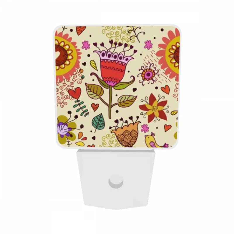 Night Light Set of 2, A colorful flower with a red center is surrounded by other flowers and hearts. Night Light Set Of 2, A Colorful Flower With A Red Center Is Surrounded By Other Flowers And Hearts. -Cute Night Light Shop 635bcbe3ff322e09da50b7837b7a69b40ed1cfc0
