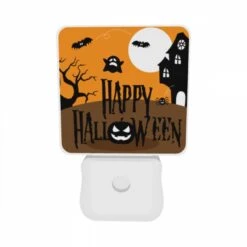Night Light Set Of 2, A Halloween Poster With A House And Ghosts. -Cute Night Light Shop 636e01e650c35e298889cc02daa61047cfbd9ca1