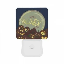Night Light Set Of 2, A Cartoon Of Pumpkins With The Words "Happy Halloween" Written Above Them. -Cute Night Light Shop 64e3af7ef45bdcdb60e28fd220813ca49111035a