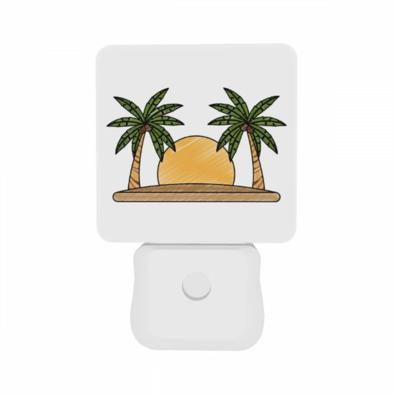 Night Light Set of 2, A drawing of a sun with two palm trees on either side. Night Light Set Of 2, A Drawing Of A Sun With Two Palm Trees On Either Side. -Cute Night Light Shop 6519a303a3f15d643f7db872f032ed397a662b2b