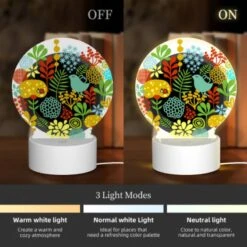 Round Acrylic Night Light, A Colorful Circle Of Flowers And Birds. -Cute Night Light Shop 6576da458c4fb99f18cccc984a915967263a0537