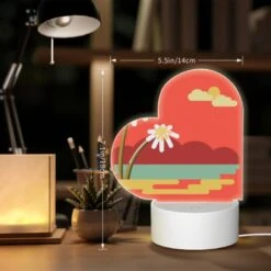 Love Acrylic Night Light, A Red And Yellow Sunset With Two White Flowers. -Cute Night Light Shop 669715e6f390b8e7c090e170903fb51438d7a2cb