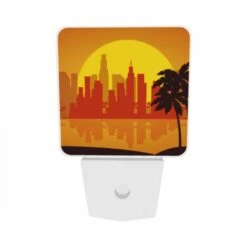 Night Light Set Of 2, A Cityscape With A Sunset In The Background. -Cute Night Light Shop 66ae2b5fd1b6bd93b35157925489a3e47884bdfc