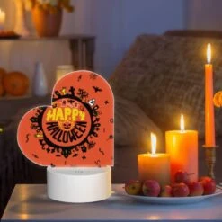 Love Acrylic Night Light, A Round Orange Sign With A Happy Halloween Message. -Cute Night Light Shop 66b341eafd0dc13a1f0618b40797ef324c0fbbcc
