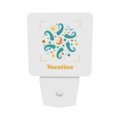 Night Light Set Of 2, A Colorful Sunflower With A Yellow Background And The Word Vacation Written In Yellow. -Cute Night Light Shop 68abba16f2bad46d8008945505f7515cbbb6c3df