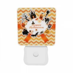 Night Light Set Of 2, A Colorful Sticker With A Witch On It And The Words "Happy Halloween" On It. 9 Night Light Set Of 2, A Colorful Sticker With A Witch On It And The Words "Happy Halloween" On It. -Cute Night Light Shop 68bdf87e75f5b2439bc95035de0101077b678299
