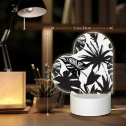 Love Acrylic Night Light, A Black And White Image Of A Butterfly Surrounded By Leaves. -Cute Night Light Shop 68e4c05148dfa46d0ce84b94b654d19fd45f15e1