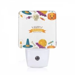 Night Light, A Colorful Halloween Design With Various Halloween Symbols.
