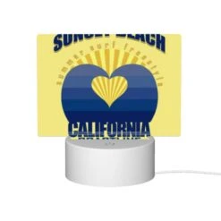 Rectangular Acrylic Night Light, A Yellow And Blue Logo For Sunset Beach California. -Cute Night Light Shop 69458219766e65f218ca197b05e60328efba8d74
