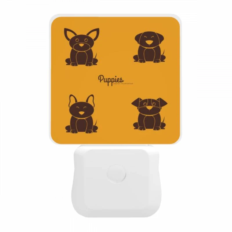 Night Light, Four different puppies are shown on a yellow background. Night Light, Four Different Puppies Are Shown On A Yellow Background. -Cute Night Light Shop 69498ab5883681cdfd6bd589019ab39323c70be1