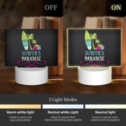 Rectangular Acrylic Night Light, A Logo For Surfer's Paradise. -Cute Night Light Shop 6962ab6fed8d1fc98c71f3401c4b24d552ab7ec1
