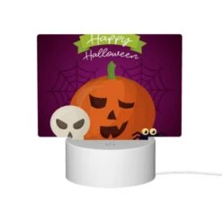Rectangular Acrylic Night Light, A Happy Halloween Sign With A Pumpkin And A Skeleton. -Cute Night Light Shop 6a05251bf53e041ff459b43592d8e27932bddc4b