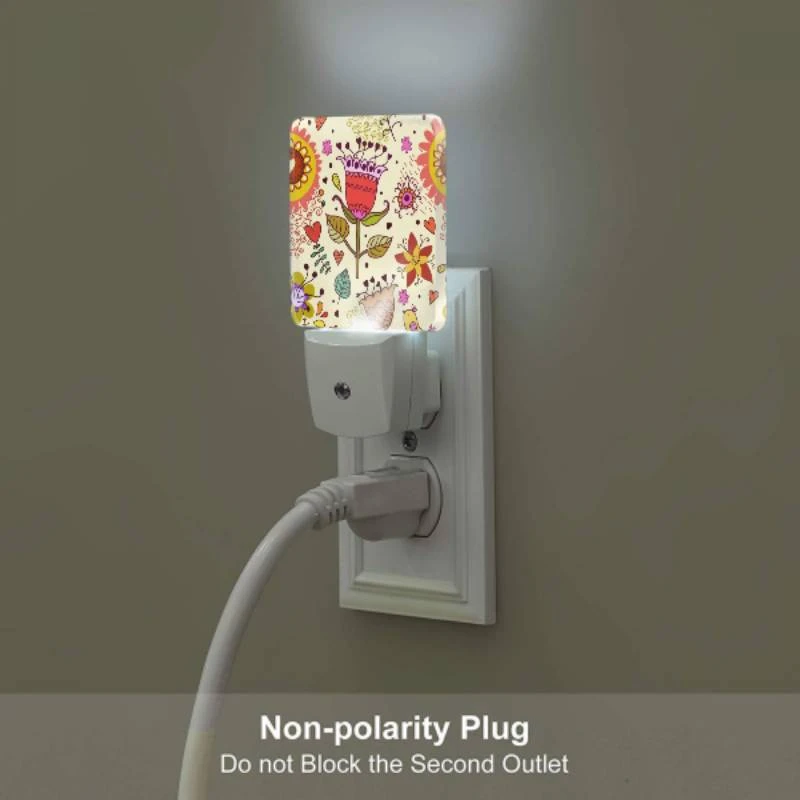 Night Light Set of 2, A colorful flower with a red center is surrounded by other flowers and hearts. Night Light Set Of 2, A Colorful Flower With A Red Center Is Surrounded By Other Flowers And Hearts. -Cute Night Light Shop 6a40c311f037801c70081cc3d44f8dea762af099