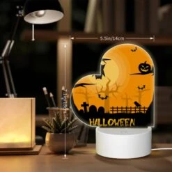 Love Acrylic Night Light, A Halloween Field With A Fence And A Tree With A Bat On It. -Cute Night Light Shop 6a5cfa86e9df12c248b3e0c403ef386ff4e2da03
