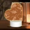 Love Acrylic Night Light, A Drawing Of Leaves And Flowers On A Brown Background. -Cute Night Light Shop 6ade453bbc88ec81c616475651dd3df2a5c3b2f8
