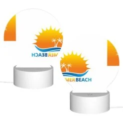 Round Acrylic Night Light, A Logo For A Beach With A Sun And Palm Trees. -Cute Night Light Shop 6b02e22ee6f3d1404c56da92344b6b100613c56f