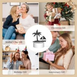 Rectangular Acrylic Night Light, A Sailboat Is In The Water Near A Palm Tree. -Cute Night Light Shop 6b6791e5da5bc334c530de7daadbfa59b07834f3