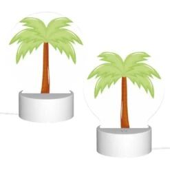 Round Acrylic Night Light, A Green And Brown Palm Tree. -Cute Night Light Shop 6b8f7f16cc776dbfef61304c86f942b3858b3cd8