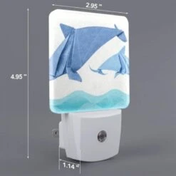 Night Light, Two Blue Paper Dolphins Swimming In The Ocean. 3 Night Light, Two Blue Paper Dolphins Swimming In The Ocean. -Cute Night Light Shop 6bbfcf4ce7723b9c1dad3e8805be7f7912d2375e