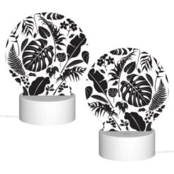 Round Acrylic Night Light, A Black And White Image Of A Leafy Plant. 3 Round Acrylic Night Light, A Black And White Image Of A Leafy Plant. -Cute Night Light Shop 6c253823003b2ed4e30c7bf01306aa2dbaddb37f