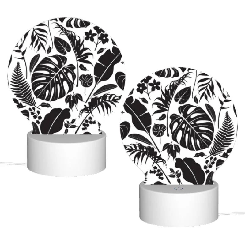 Round Acrylic Night Light, A black and white image of a leafy plant. Round Acrylic Night Light, A Black And White Image Of A Leafy Plant. -Cute Night Light Shop 6c253823003b2ed4e30c7bf01306aa2dbaddb37f