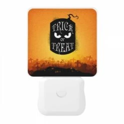Night Light, A Halloween-themed Image Of A Black And White Pumpkin With A Scary Face And The Words "Trick Or Treat" Written On It. -Cute Night Light Shop 6c95d17c17662f9778e508195d0a8b4975078f7f