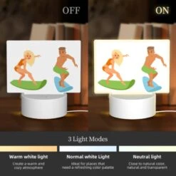 Rectangular Acrylic Night Light, A Cartoon Of A Man And A Woman Surfing. -Cute Night Light Shop 6cd0ce4aaf6038fd4fcc4eb9257a6d027d9cccb5