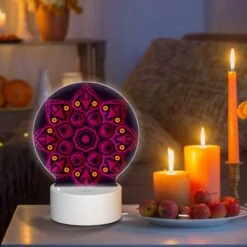 Round Acrylic Night Light, A Colorful Flower With A Purple Background. 8 Round Acrylic Night Light, A Colorful Flower With A Purple Background. -Cute Night Light Shop 6d0a3ecbc4d7d7486aaf4fc2562572abc8f16ff0