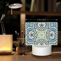 Rectangular Acrylic Night Light, A Blue And White Patterned Design. -Cute Night Light Shop 6d0fe98b09228edc0ba37e43ae5ccd549f9eb298