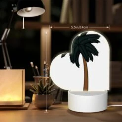 Love Acrylic Night Light, A Black And White Drawing Of A Palm Tree. -Cute Night Light Shop 6d545638cbc9025cf748d48e168ed6693f7ea60c