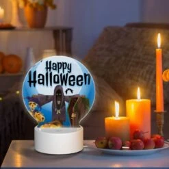 Round Acrylic Night Light, A Halloween Poster With A Witch -Cute Night Light Shop 6d9c496172a1f6b0c06040769bb5b6f17042f30b