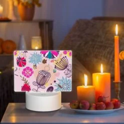 Rectangular Acrylic Night Light, A Colorful Floral Pattern With Pink -Cute Night Light Shop 6dbad41288f7377e930581a4973cb1559e4f7da6