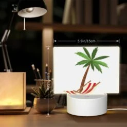 Rectangular Acrylic Night Light, A Palm Tree Is Shown In A Red And White Striped Chair. -Cute Night Light Shop 6de01603e4fc3254587ea79516eace269d124600