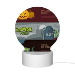Round Acrylic Night Light, A Halloween Party Is Depicted In A Cartoon Style. -Cute Night Light Shop 6e1efd1c17371b427b7bcec784025eade7e7f274
