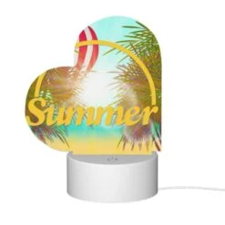 Love Acrylic Night Light, A Colorful Hot Air Balloon Is Flying Over A Beach With A Yellow Sign That Says "Summer." -Cute Night Light Shop 6e549beb8682a60bdea1f43906111a18985ae5c6