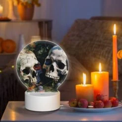 Round Acrylic Night Light, Two Skulls Are Sitting In The Grass -Cute Night Light Shop 6f10a056fd307f78c866a441cec3db438f58d771