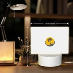 Rectangular Acrylic Night Light, A Yellow And Black Logo Of A Palm Tree On A White Background. 7 Rectangular Acrylic Night Light, A Yellow And Black Logo Of A Palm Tree On A White Background. -Cute Night Light Shop 700104eece1f7717eb3182f1ee864f9b593ceca4