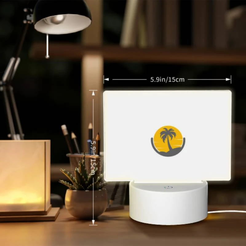 Rectangular Acrylic Night Light, A yellow and black logo of a palm tree on a white background. Rectangular Acrylic Night Light, A Yellow And Black Logo Of A Palm Tree On A White Background. -Cute Night Light Shop 700104eece1f7717eb3182f1ee864f9b593ceca4