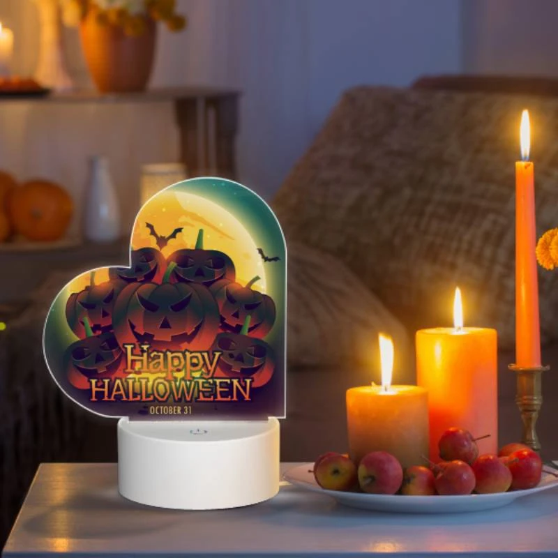 Love Acrylic Night Light, A colorful poster of pumpkins with the words "Happy Halloween" written on it. Love Acrylic Night Light, A Colorful Poster Of Pumpkins With The Words "Happy Halloween" Written On It. -Cute Night Light Shop 7008e90d1c9476bf65e536046d3bb900aa5833ea
