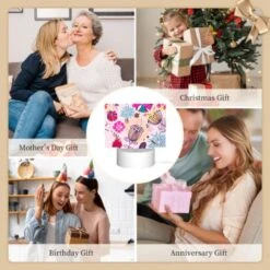 Rectangular Acrylic Night Light, A Colorful Floral Pattern With Pink -Cute Night Light Shop 70683e90589012df6600b7bedefa8de675349bc2