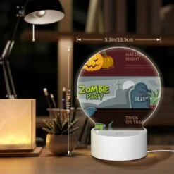 Round Acrylic Night Light, A Halloween Party Is Depicted In A Cartoon Style. -Cute Night Light Shop 7072cb8d09ca68cf1cb52e99a3b12063ae1ba084