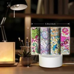 Rectangular Acrylic Night Light, Three Colorful Designs Of Flowers And Leaves Are Displayed On A Wall. -Cute Night Light Shop 7073f1c2dc1f3c9cbe9627b266a950aec9794ba4