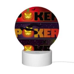 Round Acrylic Night Light, A Poster With A Pumpkin On It That Says "Poker.". 11 Round Acrylic Night Light, A Poster With A Pumpkin On It That Says "Poker.". -Cute Night Light Shop 710093723432f4b05de5c2089388e28fbef309b5