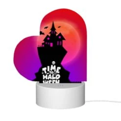 Love Acrylic Night Light, A Black And White Image Of A Haunted House With A Pink Roof And A Moon In The Background. -Cute Night Light Shop 7151c9a66700edb3a4f9dd2ab463c2ea82dbd7e6